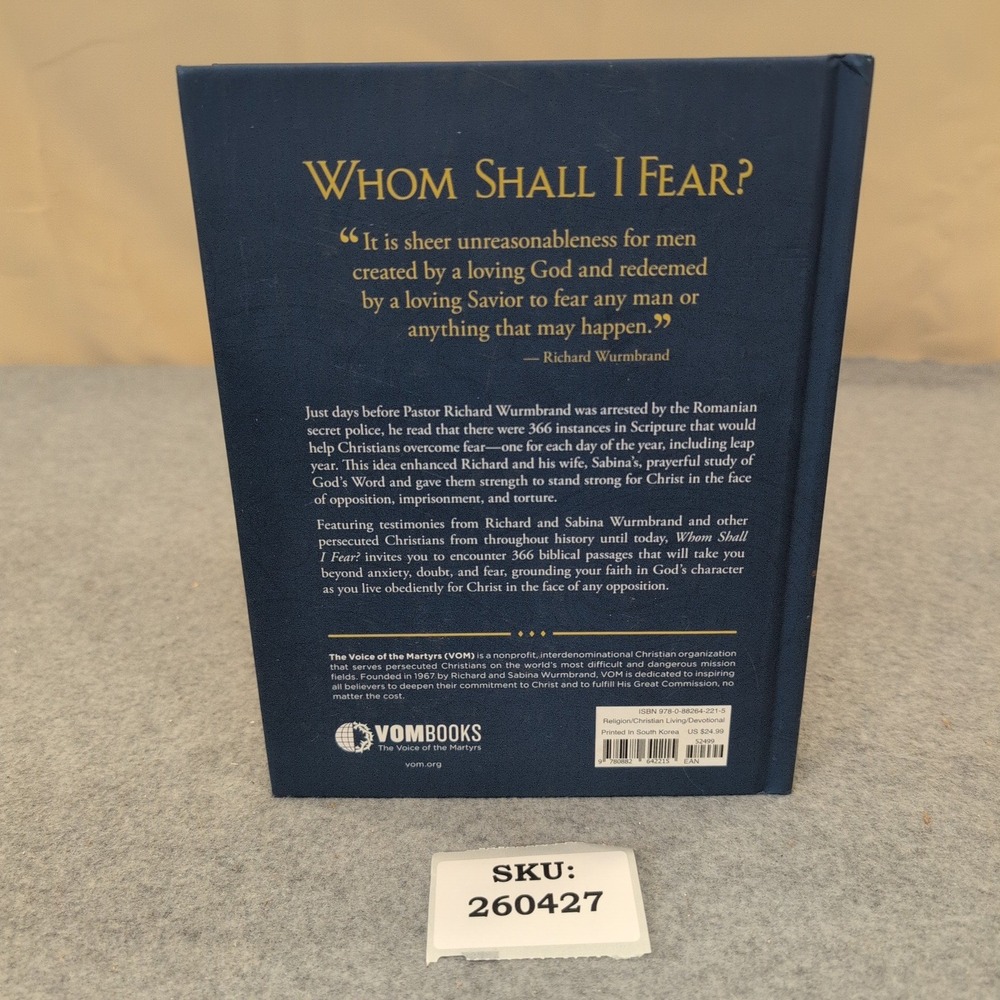 Whom Shall I Fear? Voice of the Martyrs Hardcover Devotional 9780882642215 - Picture 2 of 2
